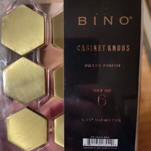 Bino Set Of Six 1.36" Diameter Brass Finish Cabinet Knobs